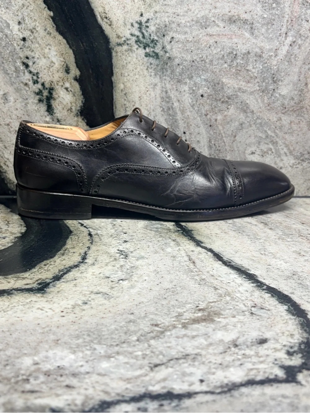 Paolo Scafora Napoli Men’s 10 Brown Leather Brogue Oxford Shoes Italy UK 9